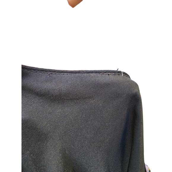 Vtg Black Floral Colorful Beaded Long Maxi Formal Whimsi Goth Mesh Dress Sz M - Picture 9 of 9